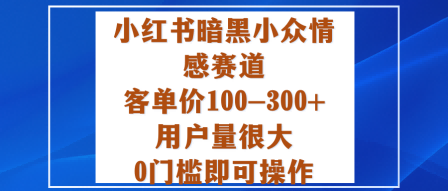 小红书暗黑小众情感赛道，客单价100-300+用户量很大，0门槛即可操作-慧阅轩