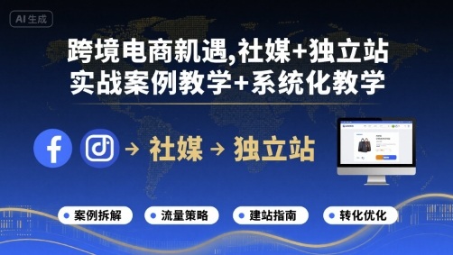 跨境电商新机遇,社媒+独立站,实战案例教学+系统化教学-慧阅轩