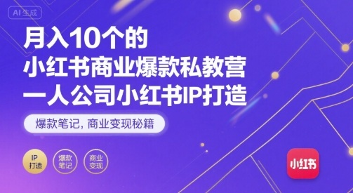 月入10个的小红书商业爆款私教营,一人公司小红书IP打造,爆款笔记,商业变现秘籍-慧阅轩