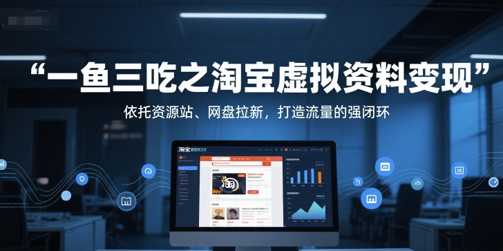 一鱼三吃之淘宝虚拟资料变现,依托资源站、网盘拉新,打造流量的强闭环-慧阅轩