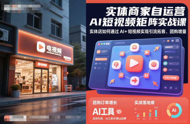 实体商家自运营AI短视频矩阵实战课,实体店如何通过AI+短视频实现引流拓客、团购增量-慧阅轩