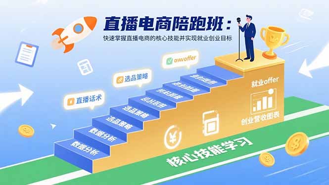 直播电商陪跑班:快速掌握直播电商的核心技能并实现就业/创业目标-慧阅轩