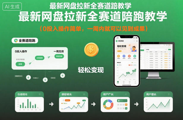 最新网盘拉新全赛道陪跑教学,0投入操作简单,一周内就可以见到成果-慧阅轩