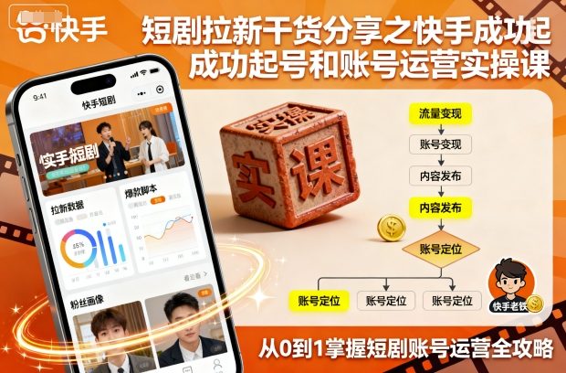 短剧拉新干货分享之快手成功起号和账号运营实操课-慧阅轩