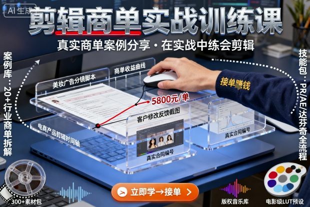 剪辑商单实战训练课,真实商单案例分享,在实战中练会剪辑-慧阅轩