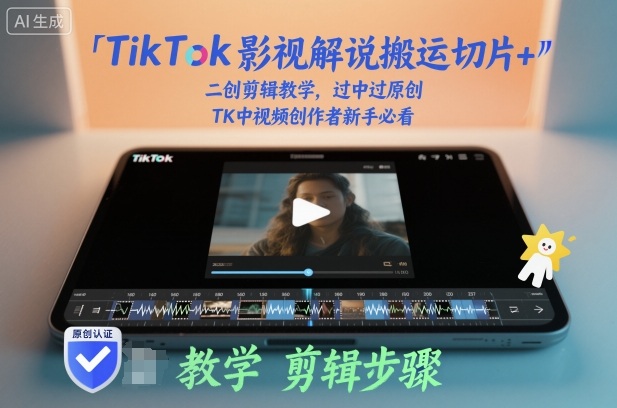 TikTok影视解说搬运切片+二创剪辑教学,过中过原创,TK中视频创作者新手必看-慧阅轩
