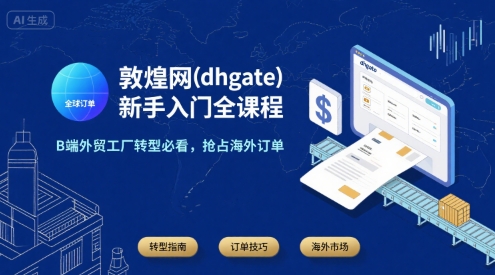 敦煌网(dhgate)新手入门全课程,B端外贸工厂转型必看,抢占海外订单-慧阅轩