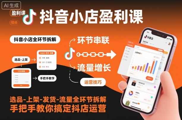 抖音小店盈利课-选品-上架-发货-流量全环节拆解,手把手教你搞定抖店运营-慧阅轩