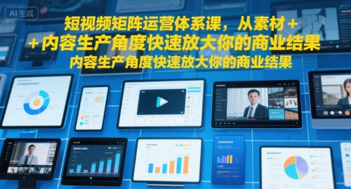 短视频矩阵运营体系课,从素材+内容生产角度快速放大你的商业结果-慧阅轩