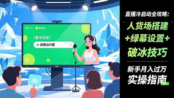 直播冷启动全攻略:人货场搭建+绿幕设置+破冰技巧，新手月入过万实操指南-慧阅轩