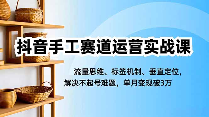 抖音手工赛道运营实战课,流量思维、标签机制、垂直定位,解决不起号难题,单月变现破3万-慧阅轩