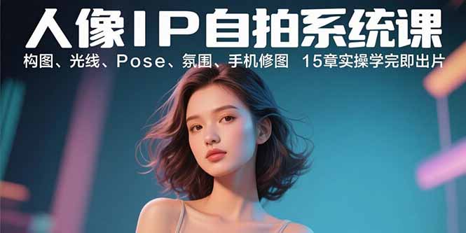人像IP自拍系统课:构图、光线、Pose、氛围、手机修图 15章实操学完即出片-慧阅轩