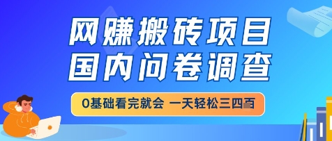 网创搬砖项目,国内问卷调查,小白轻松上手,一天三四张的也不难,干就完了【揭秘】-慧阅轩