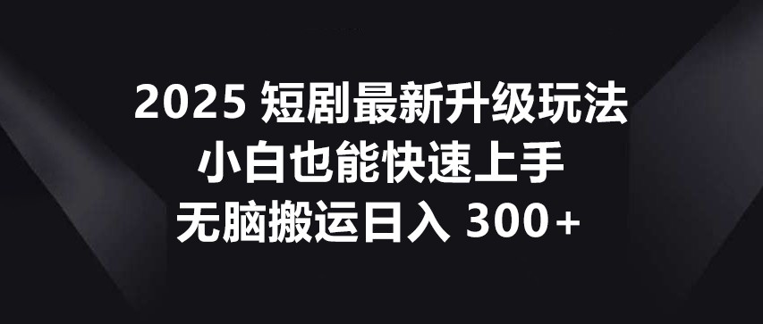 2025短剧最新升级玩法，小白也能快速上手，无脑搬运日入300+-慧阅轩