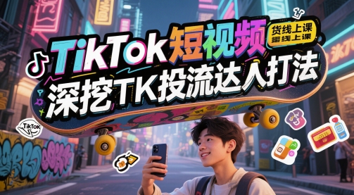 TikTok短视频带货线上课,深挖TK投流达人打法-慧阅轩