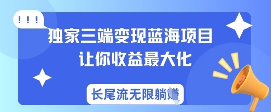 独家三端变现蓝海项目,让你收益最大化,长尾流无限躺挣-慧阅轩