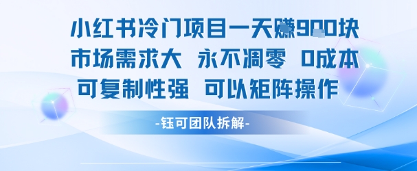 小红书冷门项目一天收益9张,市场需求大,0成本,可复制性强可以矩阵操作-慧阅轩