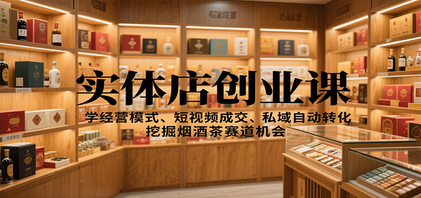 实体店创业课:学经营模式、短视频成交、私域自动转化,挖掘烟酒茶赛道机会-慧阅轩