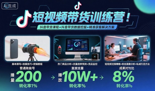 短视频带货训练营，抖音带货课程+抖音带货数据挖掘+精准获客解决方案-慧阅轩