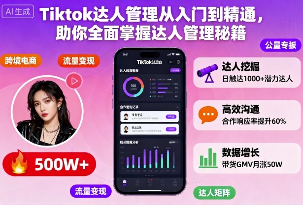 Tiktok达人管理从入门到精通,助你全面掌握达人管理秘籍-慧阅轩