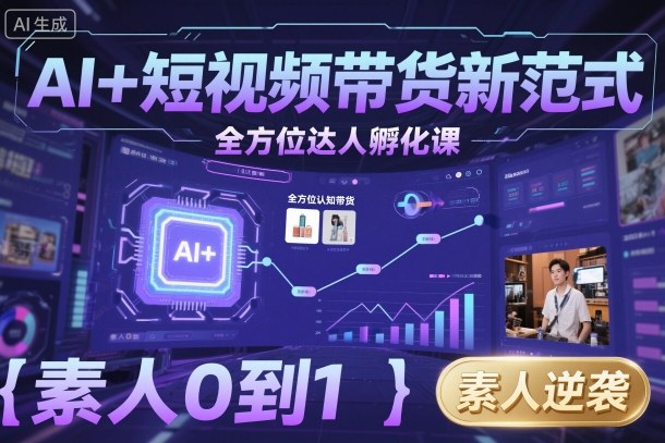 AI+短视频带货新范式全方位达人孵化课,素人也可以从0到1,全方位认知短视频带货-慧阅轩