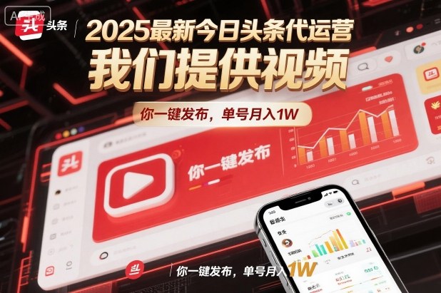 2025最新今日头条代运营,我们提供视频,你一键发布,单号月入1W【揭秘】-慧阅轩