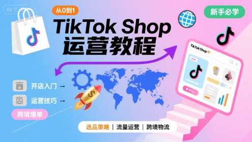 TikTok Shop从0到1运营教程,TikTok跨境电商新手必学课程-慧阅轩