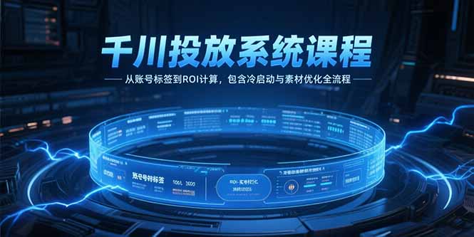 千川投放系统课程,从账号标签到ROI计算,包含冷启动与素材优化全流程-慧阅轩