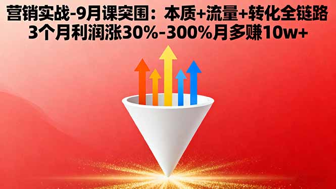 营销实战-9月突围课:本质+流量+转化全链路 3个月利润涨30%-300%月多赚10w+-慧阅轩