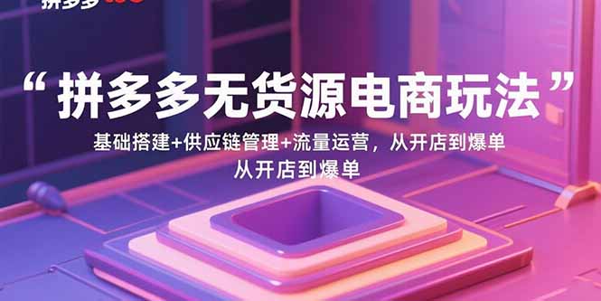 拼多多无货源电商玩法：基础搭建+供应链管理+流量运营，从开店到爆单-慧阅轩