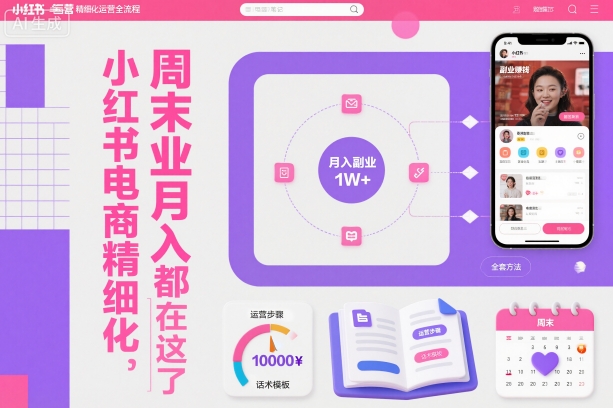 小红书电商精细化运营全流程,周末副业月入1W+,全套方法都在这了-慧阅轩