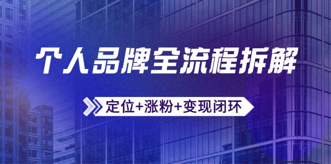 个人品牌全流程拆解:定位+涨粉+变现闭环,微信生态运营与资源整合-慧阅轩