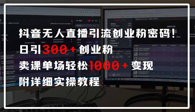 抖音无人直播引流密码!日引300+创业粉 单场轻松1000+变现 附详细实操教程-慧阅轩