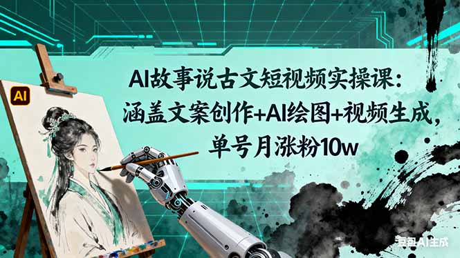 AI故事说古文短视频实操课:涵盖文案创作+AI绘图+视频生成,单号月涨粉10w-慧阅轩