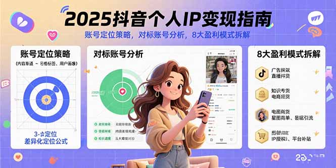2025抖音个人IP变现指南,账号定位策略,对标账号分析,8大盈利模式拆解-慧阅轩