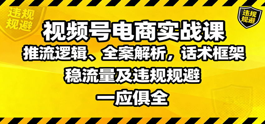 视频号电商实战课:推流逻辑、全案解析,话术框架,稳流量及违规规避等-慧阅轩