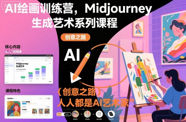 AI绘画训练营,Midjourney生成艺术系列课程,人人都是AI艺术家-慧阅轩