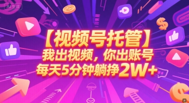 【视频号托管 】我出视频,你出账号,每天5分钟发布,最高躺挣2W+【揭秘】-慧阅轩
