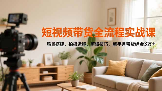 短视频带货全流程实战课,场景搭建、拍摄运镜、剪辑技巧,新手月带货佣金3万+-慧阅轩