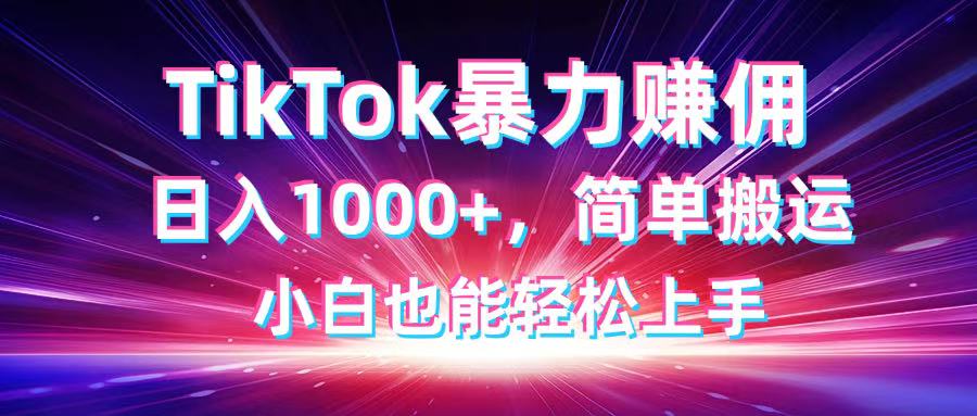 TikTok搬运暴力赚佣,日入1000+,简单搬运,小白也能轻松上手-慧阅轩