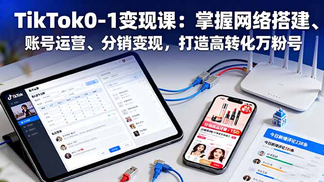 TikTok0-1变现课:掌握网络搭建、账号运营、分销变现,打造高转化万粉号-慧阅轩