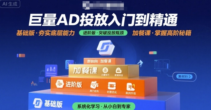 巨量AD投放入门到精通,基础版+进阶版+加餐课-慧阅轩
