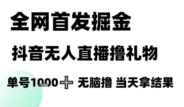 全网首发掘金抖音无人直播撸礼物，单号1k +无脑撸，当天拿结果【揭秘】-慧阅轩