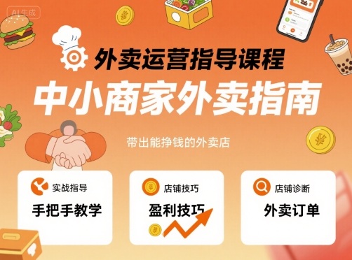 外卖运营指导课程,中小商家外卖指南,手把手带出能挣钱的外卖店-慧阅轩