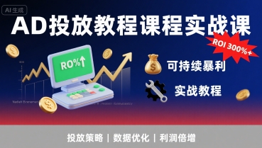 AD投放教程课程实战课,实现广告ROI300%+可持续暴利-慧阅轩