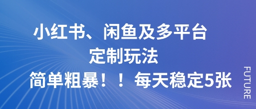 小红书、闲鱼及多平台定制玩法简单粗暴！每天稳定5张-慧阅轩
