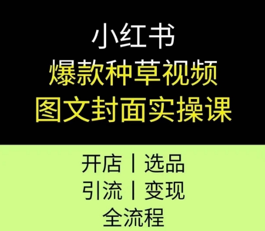 小红书爆款种草视频图文封面实操课,开店、选品、引流、变现全流程-慧阅轩