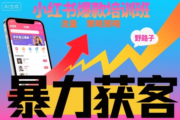 小红书爆款培训班，小红书获客野路子流量打法，暴力持续获客-慧阅轩