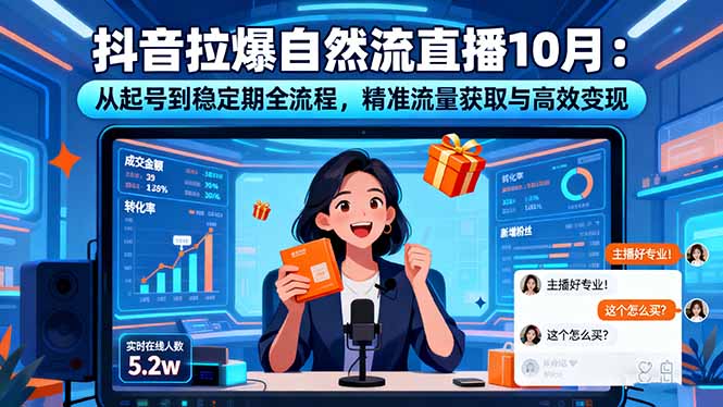 抖音拉爆自然流直播10月:从起号到稳定期全流程,精准流量获取与高效变现-慧阅轩