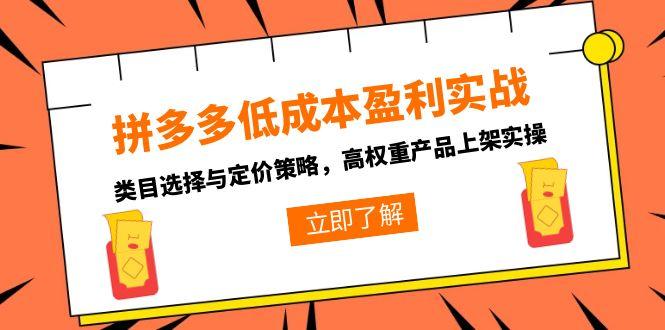 拼多多低成本盈利实战,类目选择与定价策略,高权重产品上架实操-慧阅轩